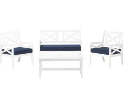 Beliani Puinen Istuinryhma Puutarhaan Sininen Baltic Best Sale