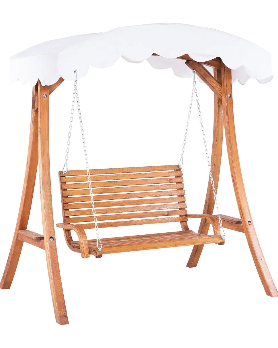 Beliani Puinen Pihakeinu Katoksella Beige Andria Best Sale