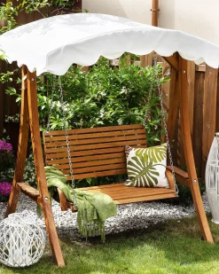 Beliani Puinen Pihakeinu Katoksella Beige Andria Best Sale