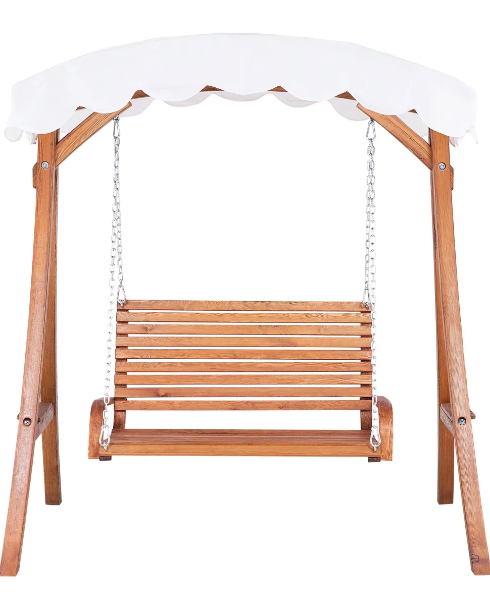 Beliani Puinen Pihakeinu Katoksella Beige Andria Best Sale