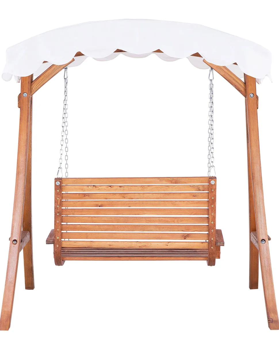 Beliani Puinen Pihakeinu Katoksella Beige Andria Best Sale