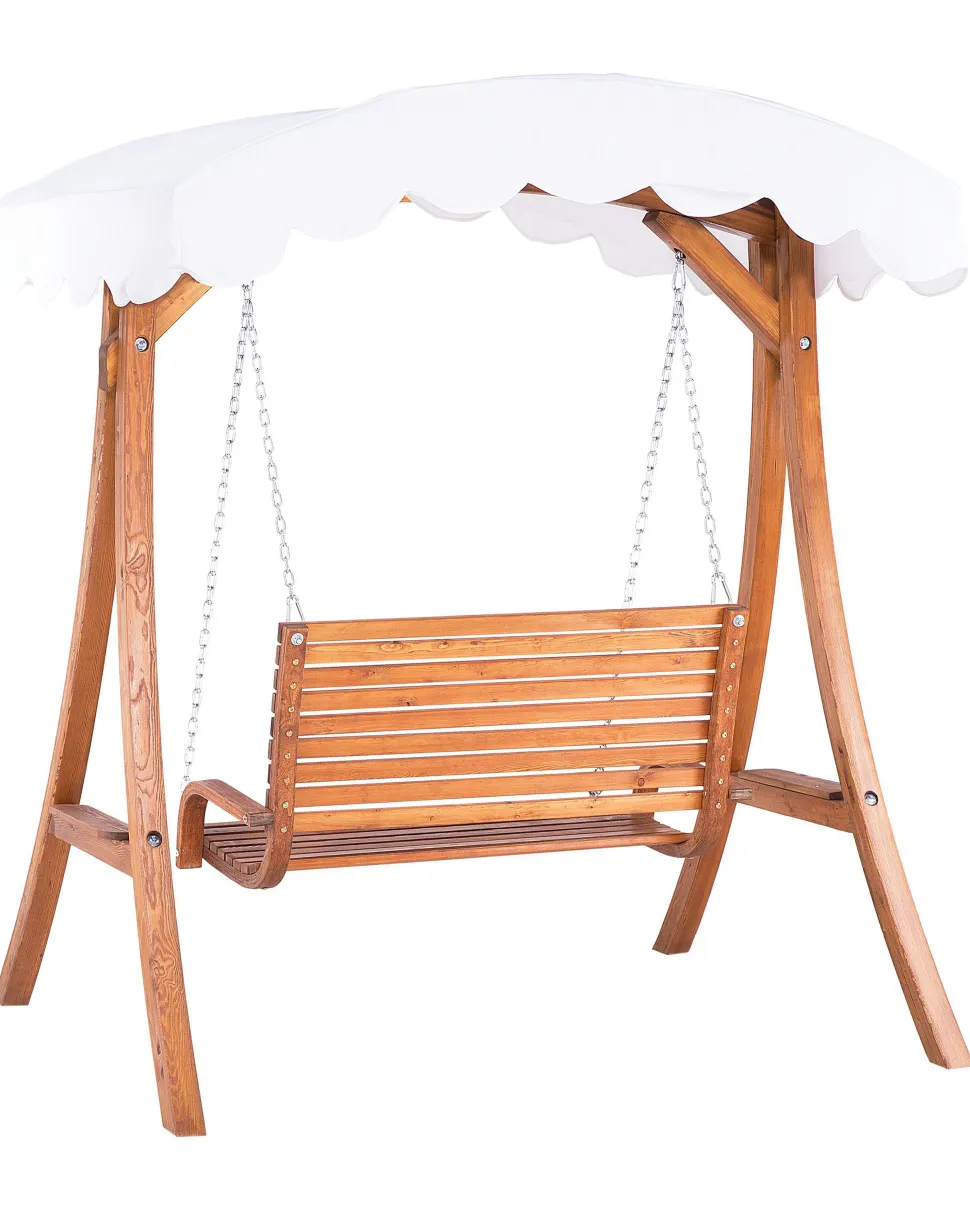 Beliani Puinen Pihakeinu Katoksella Beige Andria Best Sale