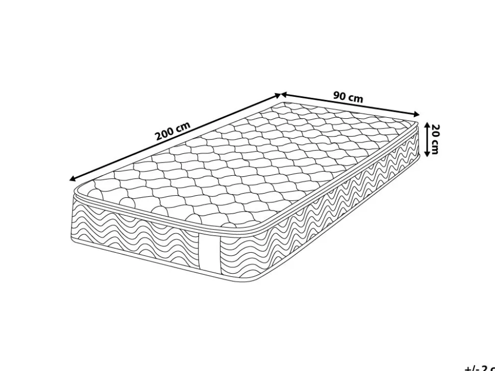 Beliani Pussijousitettu Patja Keskikova 90 X 200 Cm Splendour Outlet