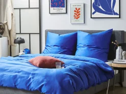 Beliani Pussilakanasetti Puuvilla Tummansininen 220 X 240 Cm Harmonridge Sale