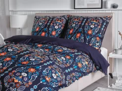 Beliani Pussilakanasetti Satiinipuuvilla Tummansininen 135 X 200 Cm Madrona Fashion