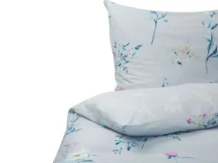 Beliani Pussilakanasetti Satiinipuuvilla Vaaleansininen 135 X 200 Evergreen New