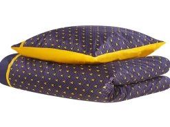 Beliani Pussilakanasetti Satiinipuuvilla Tummansininen/Keltainen 135 X 200 Cm Wallingford Shop