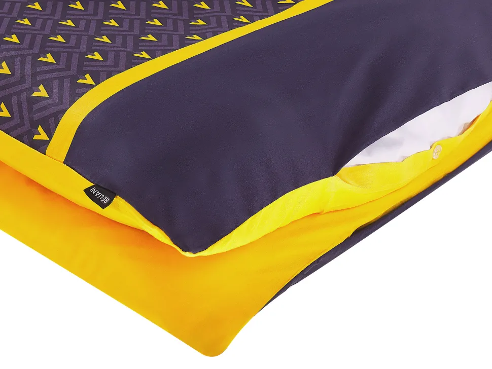 Beliani Pussilakanasetti Satiinipuuvilla Tummansininen/Keltainen 135 X 200 Cm Wallingford Shop