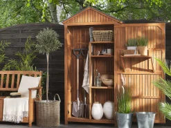 Beliani Puutarhakaappi Akasiapuu Ruskea 100 X 200 Cm Savoca Shop