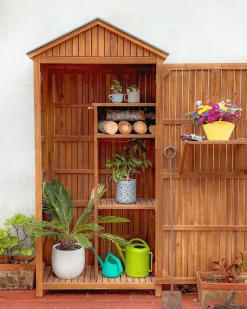 Beliani Puutarhakaappi Akasiapuu Ruskea 100 X 200 Cm Savoca Shop