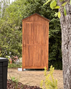 Beliani Puutarhakaappi Akasiapuu Ruskea 100 X 200 Cm Savoca Shop