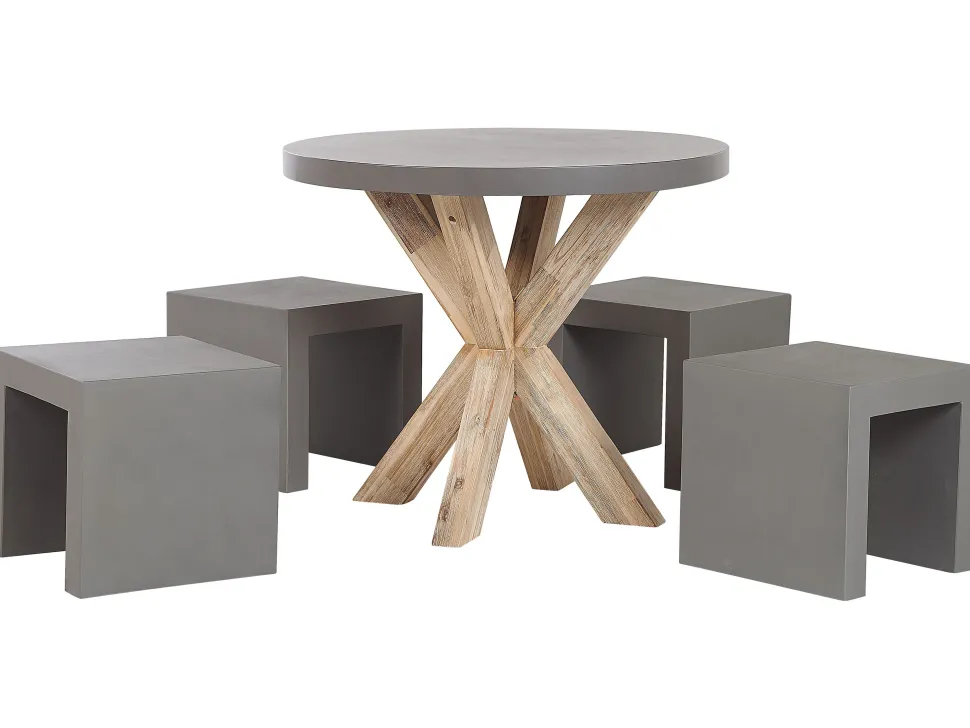 Beliani Puutarhakalustesetti 4 Hengelle Harmaa Betoniefektilla Pyorea Olbia/Taranto Online