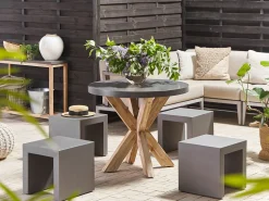 Beliani Puutarhakalustesetti 4 Hengelle Harmaa Betoniefektilla Pyorea Olbia/Taranto Online