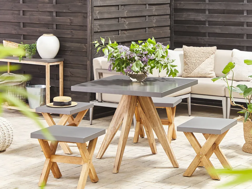 Beliani Puutarhakalustesetti Harmaa Betoniefektilla Olbia Sale