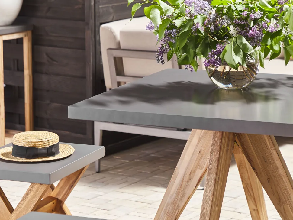 Beliani Puutarhakalustesetti Harmaa Betoniefektilla Olbia Sale