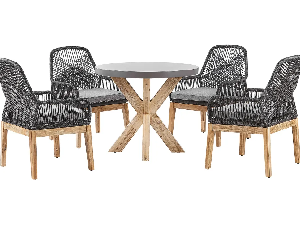 Beliani Puutarhakalustesetti 4-Istuttava 90 Cm Poydalla Musta/Harmaa Olbia Online