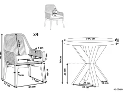 Beliani Puutarhakalustesetti 4-Istuttava 90 Cm Poydalla Musta/Harmaa Olbia Online