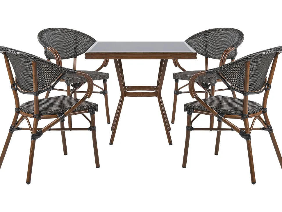 Beliani Puutarhakalustesetti 4-Istuttava Harmaa/Musta Caspri Best Sale