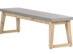 Beliani Puutarhakalustesetti Poydalla Ja 2 Penkilla Harmaa/Vaalea Puu Oria Store