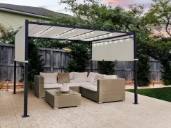 Beliani Puutarhakatos Led-Valot Beige 310 X 215 Cm Parga Hot