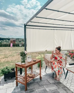 Beliani Puutarhakatos Led-Valot Beige 310 X 215 Cm Parga Hot