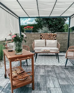 Beliani Puutarhakatos Led-Valot Beige 310 X 215 Cm Parga Hot