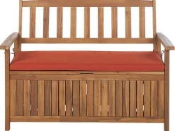 Beliani Puutarhapenkki Akasiapuu Säilytystila Punainen 120 Cm Sovana Flash Sale