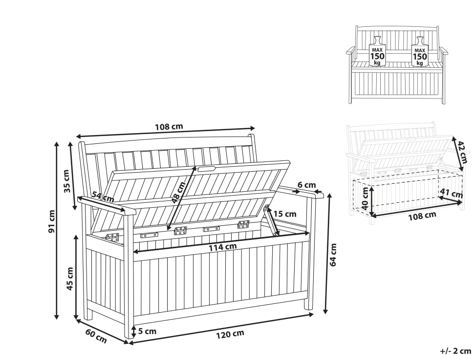 Beliani Puutarhapenkki Akasiapuu Säilytystila Punainen 120 Cm Sovana Flash Sale