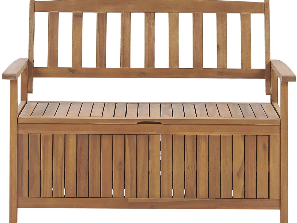 Beliani Puutarhapenkki Akasiapuu Säilytystila Punainen 120 Cm Sovana Flash Sale