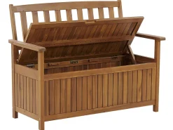 Beliani Puutarhapenkki Akasiapuu Säilytystila Punainen 120 Cm Sovana Flash Sale