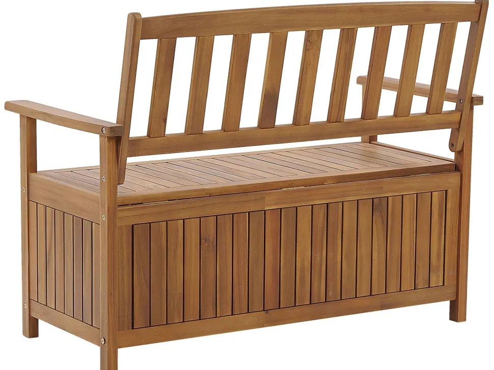 Beliani Puutarhapenkki Akasiapuu Säilytystila Punainen 120 Cm Sovana Flash Sale