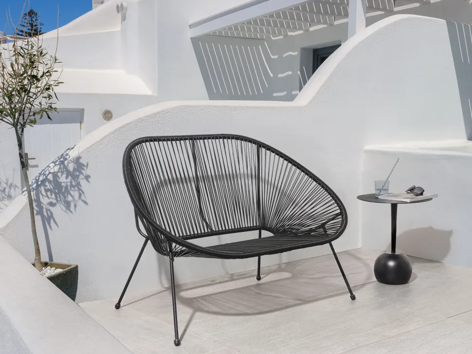 Beliani Puutarhapenkki Polyrottinki Musta 114 Cm Acapulco Cheap