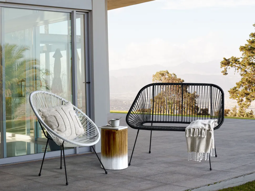 Beliani Puutarhapenkki Polyrottinki Musta 114 Cm Acapulco Cheap