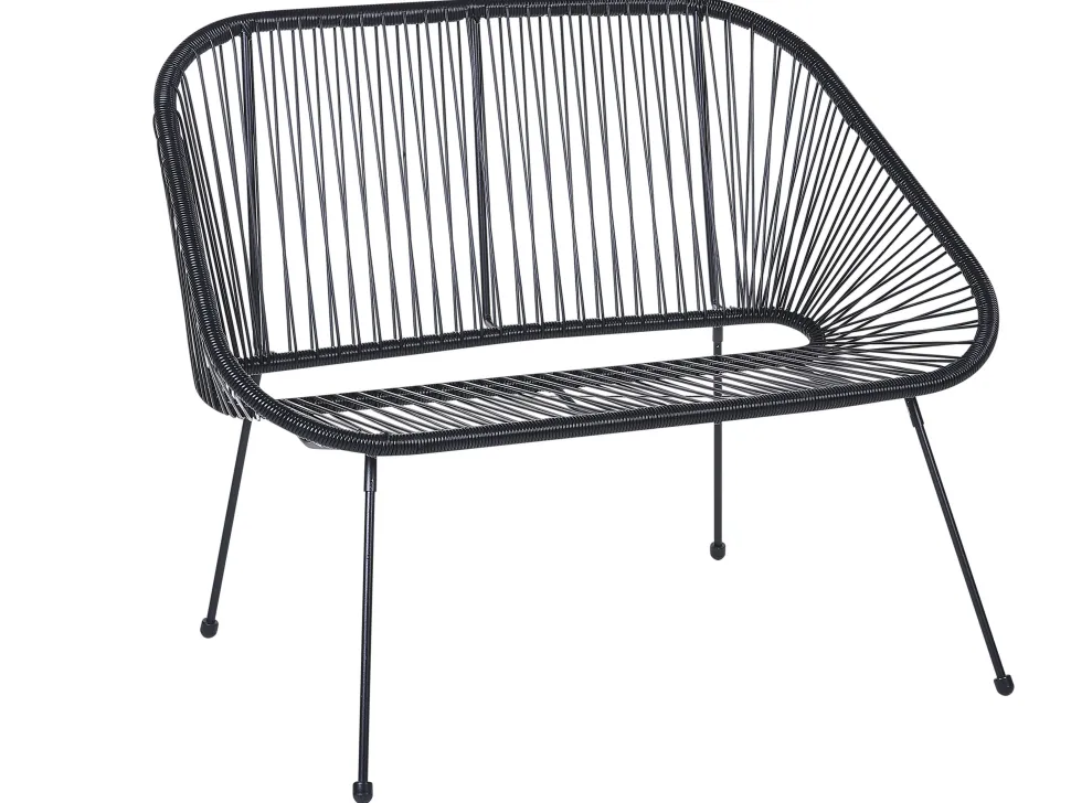 Beliani Puutarhapenkki Polyrottinki Musta 114 Cm Acapulco Cheap