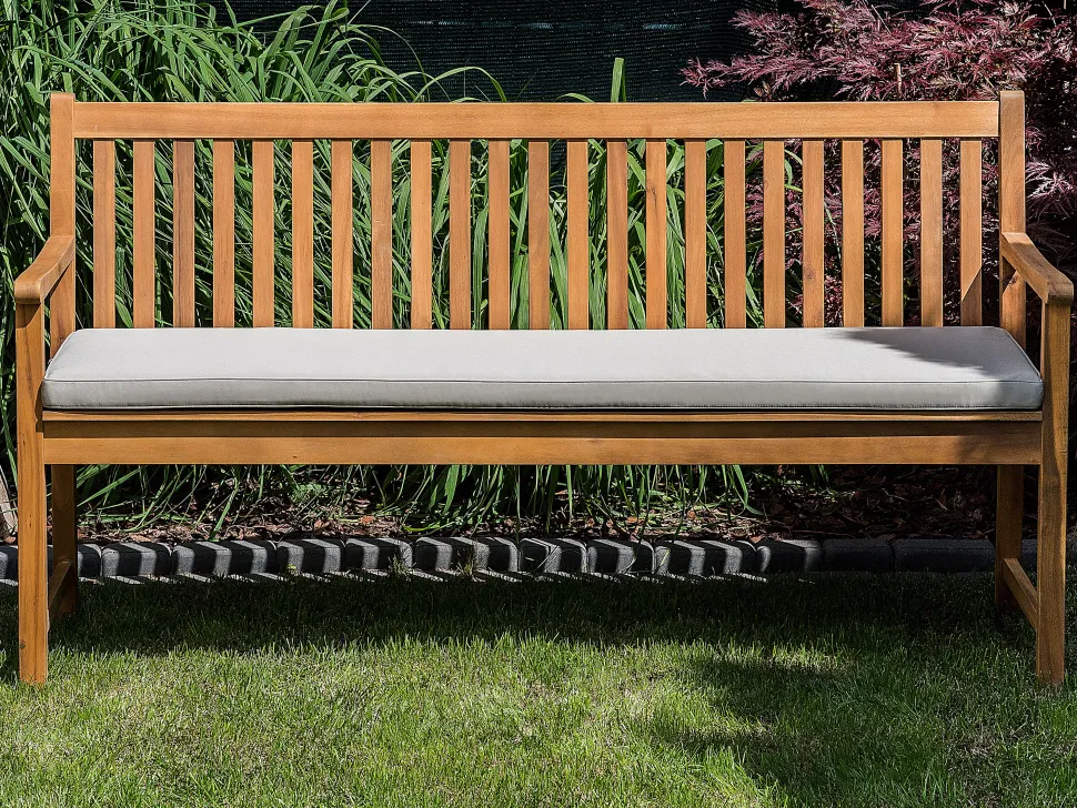 Beliani Puutarhapenkki Sertifioitu Akaasia Vaalea Puu/Ruskeanharmaa 160 Cm Vivara Sale