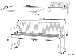 Beliani Puutarhapenkki Sertifioitu Akaasia Vaalea Puu/Ruskeanharmaa 160 Cm Vivara Sale