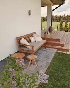 Beliani Puutarhapenkki Sertifioitu Akaasia Vaalea Puu/Ruskeanharmaa 160 Cm Vivara Sale