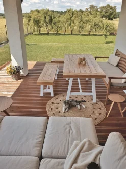 Beliani Puutarhapenkki Sertifioitu Akaasia Vaalea Puu/Ruskeanharmaa 160 Cm Vivara Sale