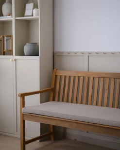 Beliani Puutarhapenkki Sertifioitu Akaasia Vaalea Puu/Ruskeanharmaa 160 Cm Vivara Sale