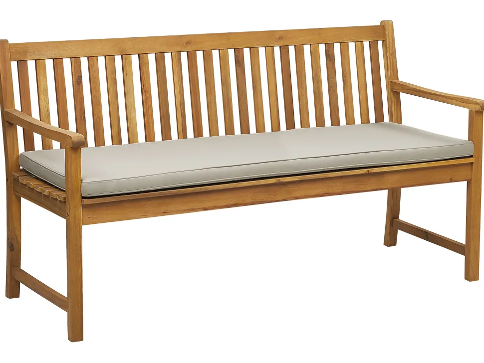 Beliani Puutarhapenkki Sertifioitu Akaasia Vaalea Puu/Ruskeanharmaa 160 Cm Vivara Sale