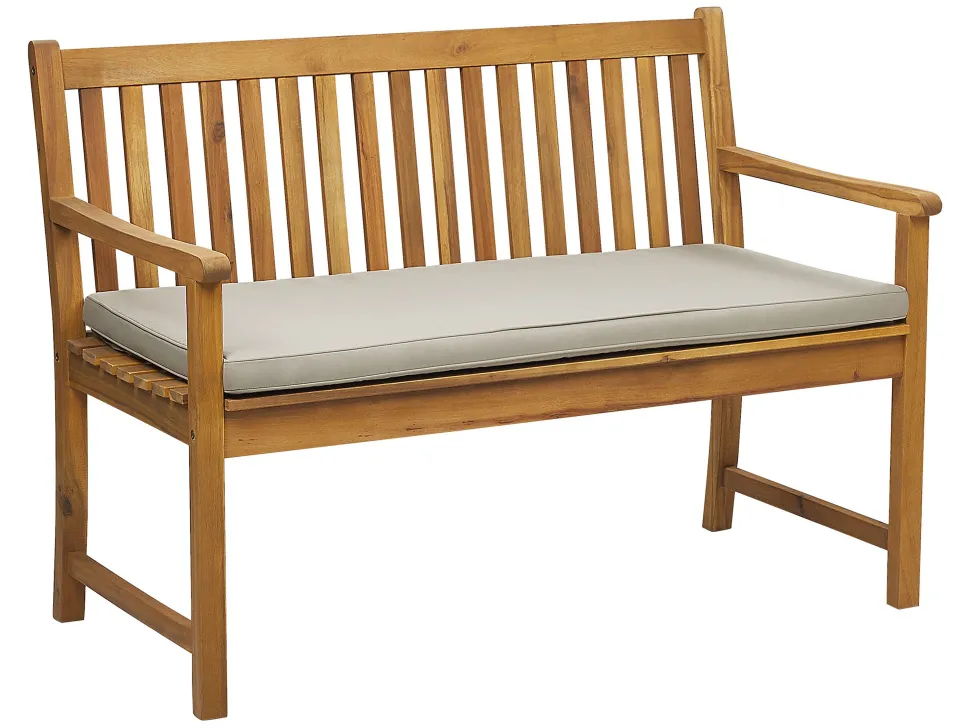 Beliani Puutarhapenkki Sertifioitu Akaasia Vaalea Puu/Ruskeanharmaa 120 Cm Vivara New