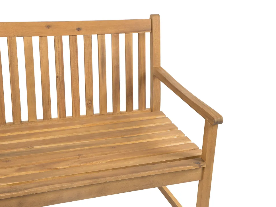 Beliani Puutarhapenkki Sertifioitu Akaasia Vaalea Puu/Ruskeanharmaa 120 Cm Vivara New