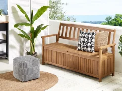 Beliani Puutarhapenkki Vaalea Akasiapuu Säilytystila 160 Cm Sovana Discount