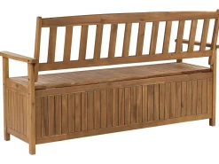 Beliani Puutarhapenkki Vaalea Akasiapuu Säilytystila 160 Cm Sovana Discount