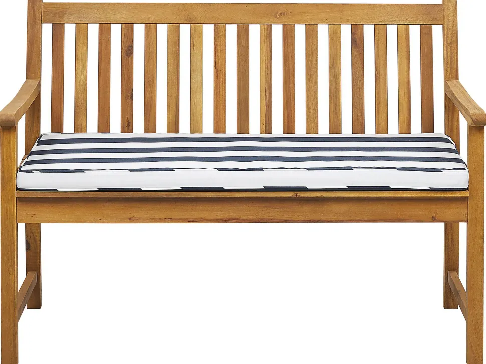 Beliani Puutarhapenkki Ymparistoa Saastavaa Akasia-Puuta 120 Cm Tummansinisella Pehmusteella Vivara Online