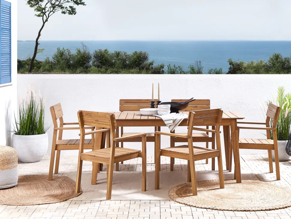 Beliani Puutarhapoyta Akaasia Vaalea Puu 180 X 90 Cm Fornelli Discount