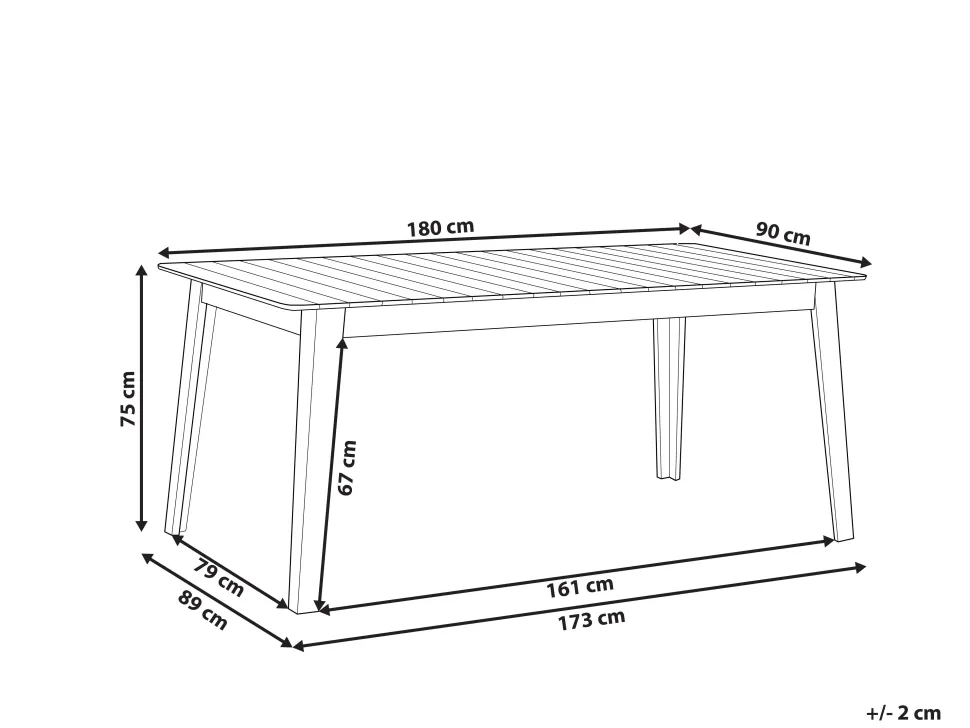 Beliani Puutarhapoyta Akaasia Vaalea Puu 180 X 90 Cm Fornelli Discount