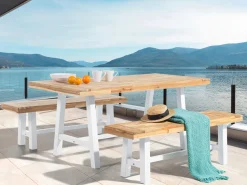 Beliani Puutarhapoyta Akaasia Vaalea Puu/Valkoinen 170 X 80 Cm Scania Shop