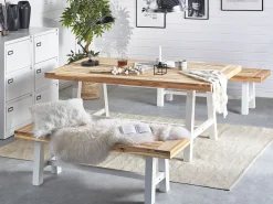 Beliani Puutarhapoyta Akaasia Vaalea Puu/Valkoinen 170 X 80 Cm Scania Shop