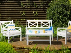 Beliani Puutarhapoyta Akaasia Valkoinen 100 X 55 Cm Baltic Online